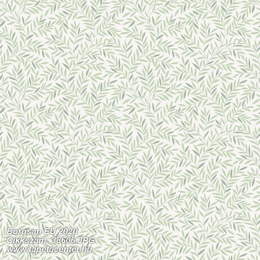Természeti mintás,fehér,zöld,lemosható,vlies tapéta 
